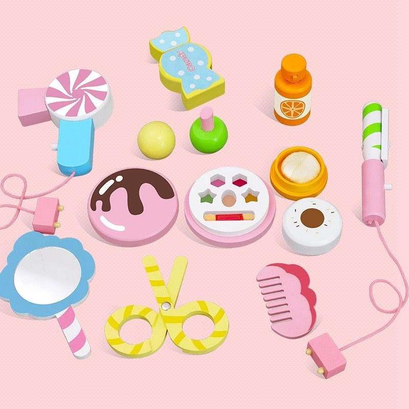 Kids Wooden Makeup Set With Table - 15+ pcs (43317731-FP_2105_16)