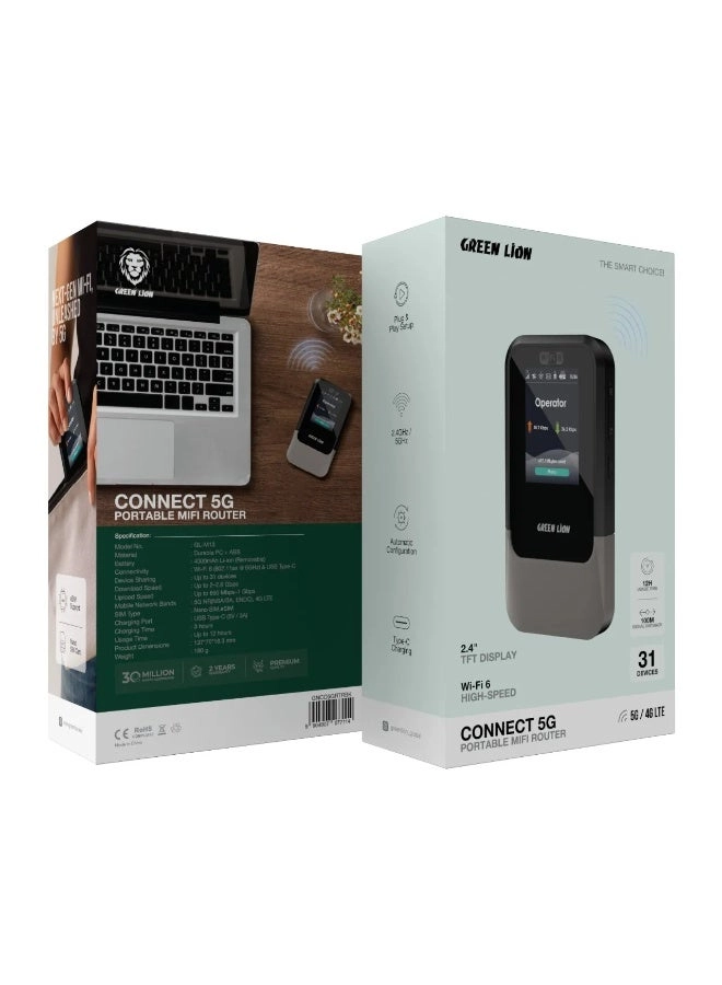 Connect 5G Portable MiFi Router - Wi-Fi 6 2.6 Gbps