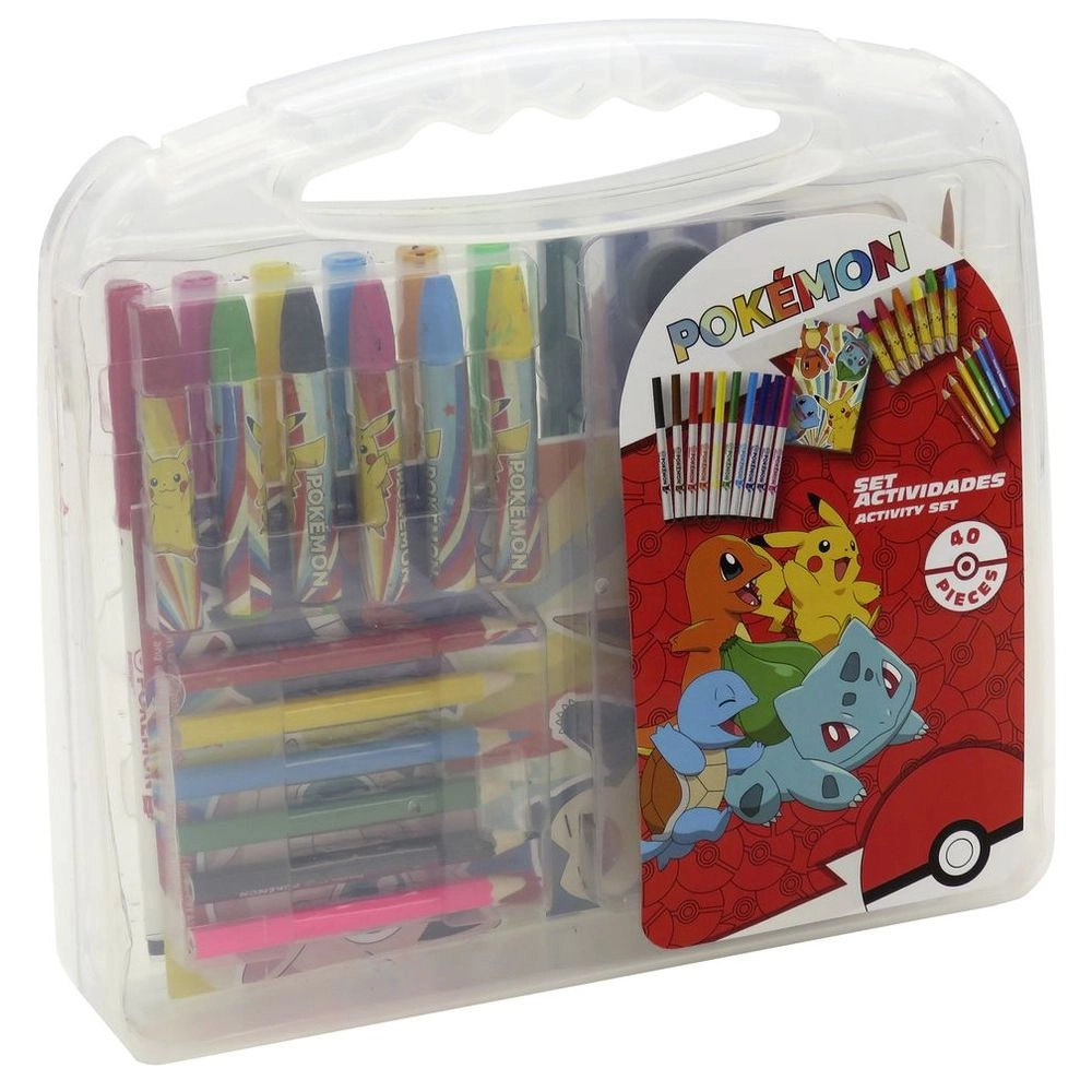 Drawing Case Set - 40 Pcs 12 watercolors 10 markers 6 colored pencils 6 soft crayons