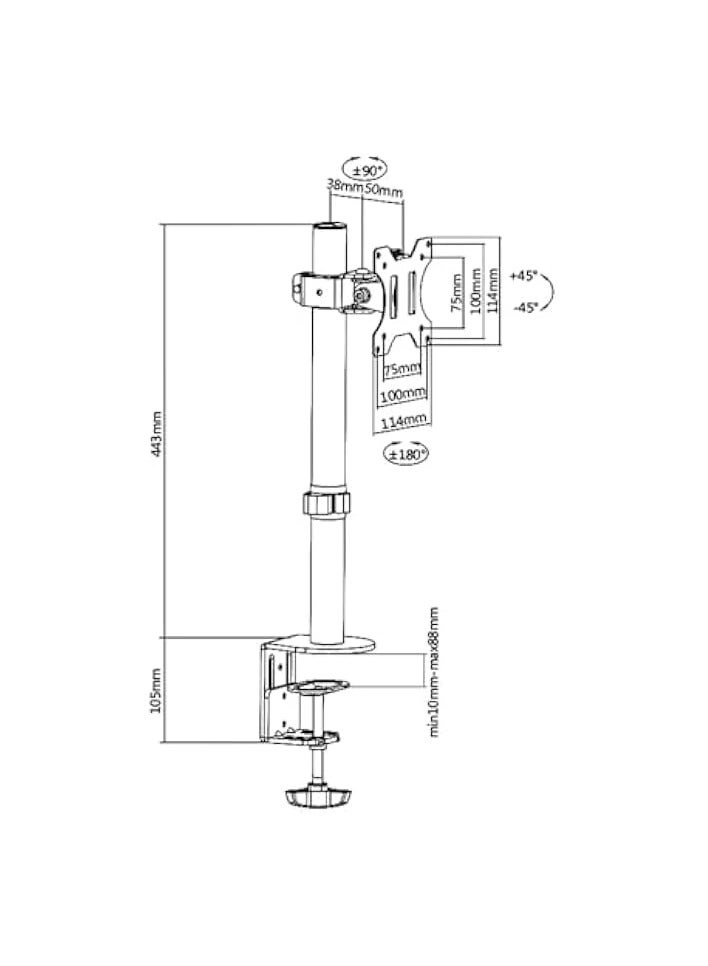 Single LCD Computer Monitor Free-Standing Desk Stand Riser - 1 13 inch to 32 inch