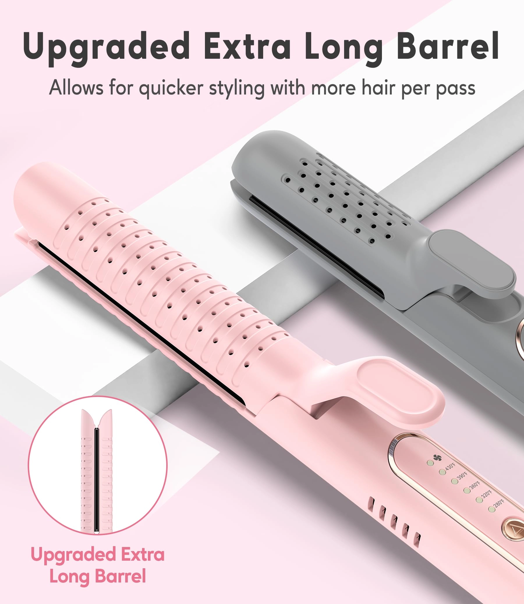 Chill Set Soft-Air Curling Iron - 2-in-1 Pink 280–430°F