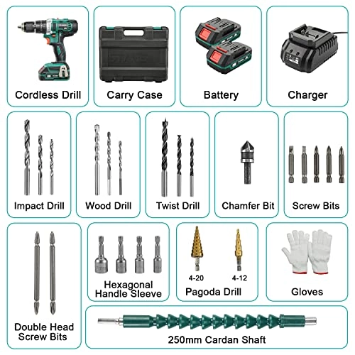 Cordless Drill Set - 2000 Milliamp Hours