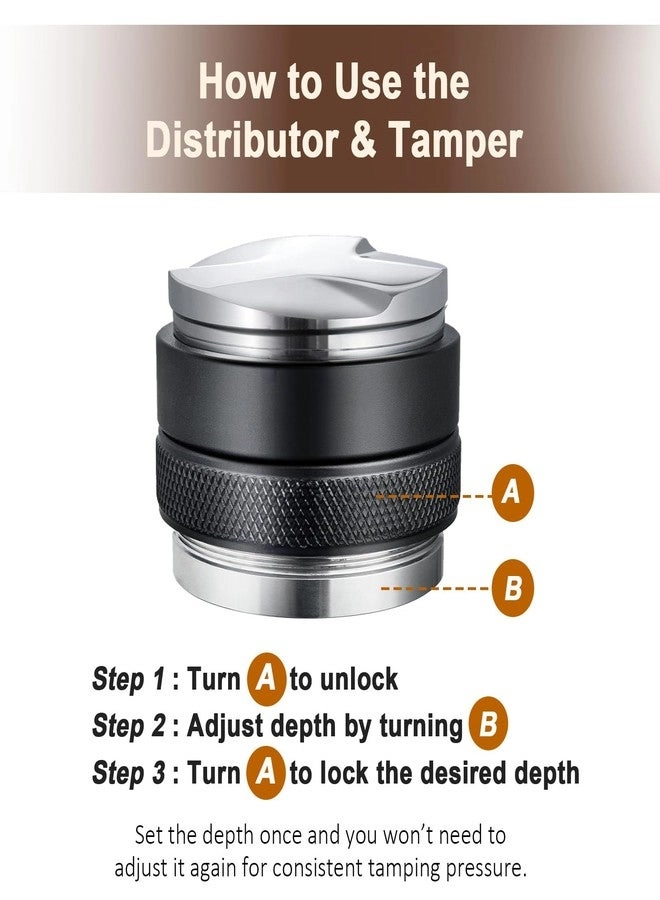 Adjustable Coffee Distributor & Tamper - 53mm Dual Head