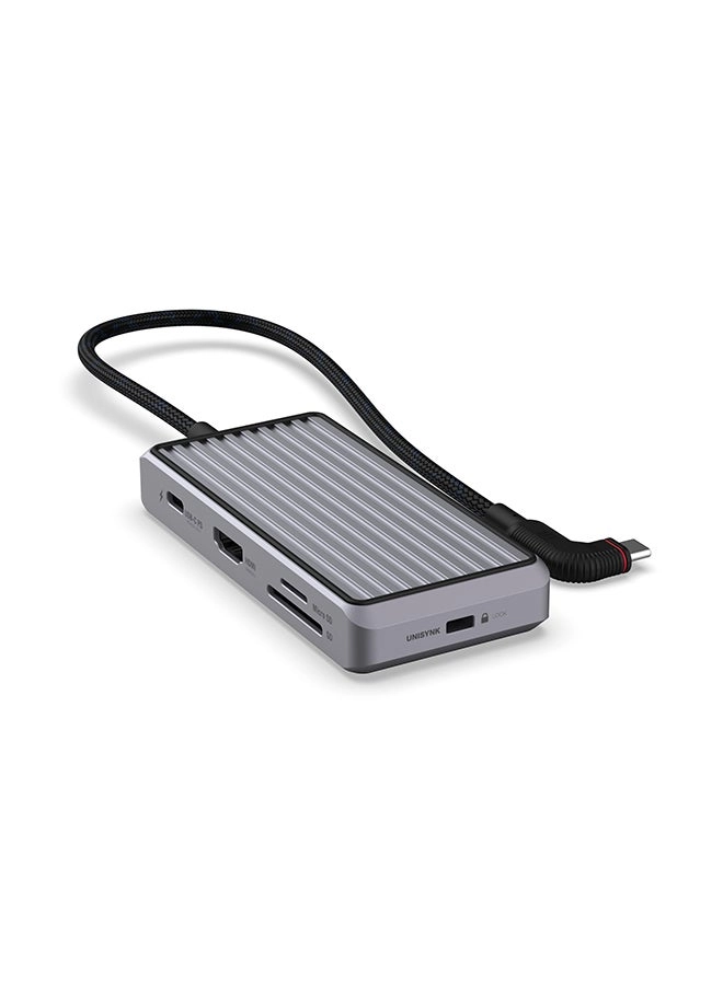 8 Port USB-C Hub - HDMI Grey