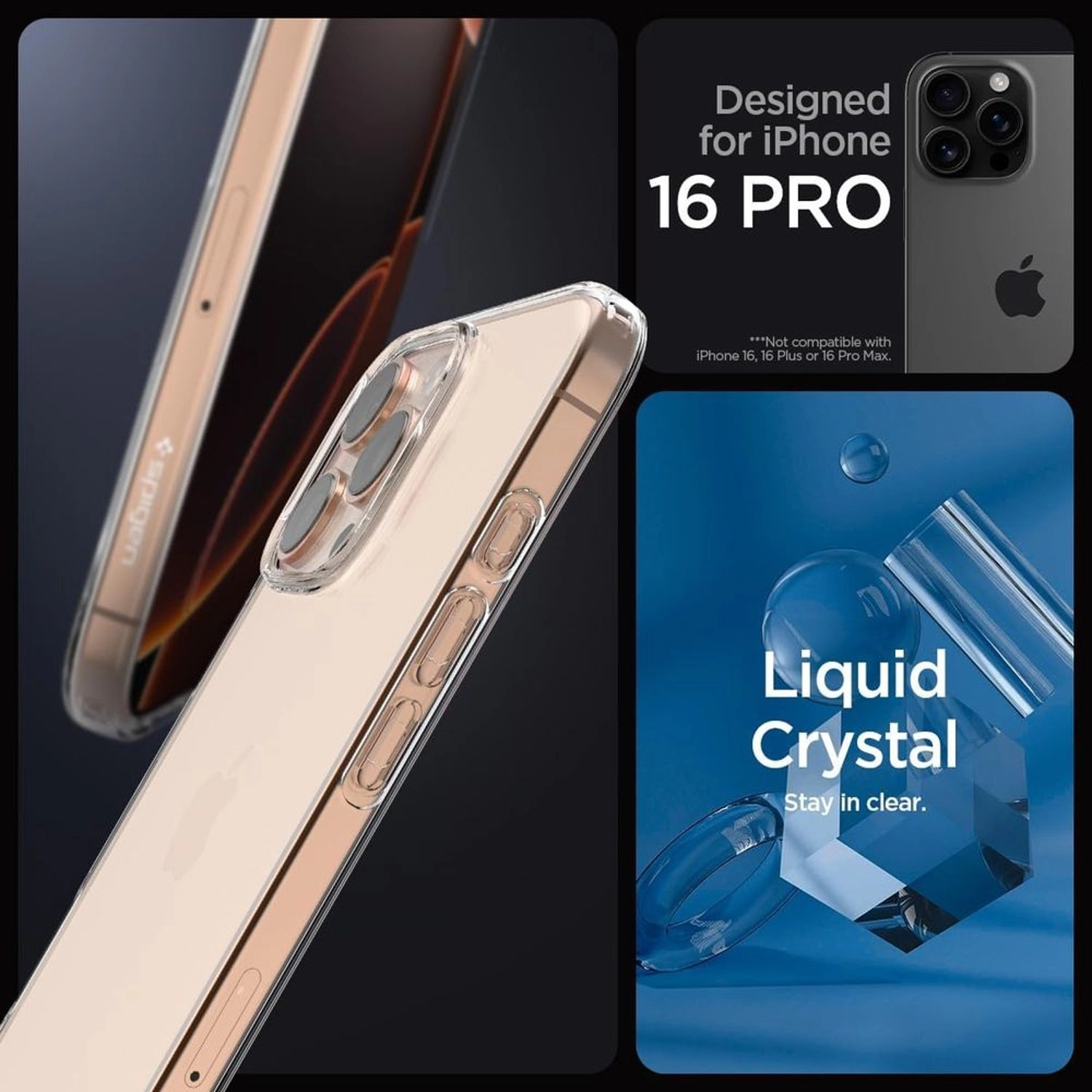 Liquid Crystal Clear Case for iPhone 16 Pro