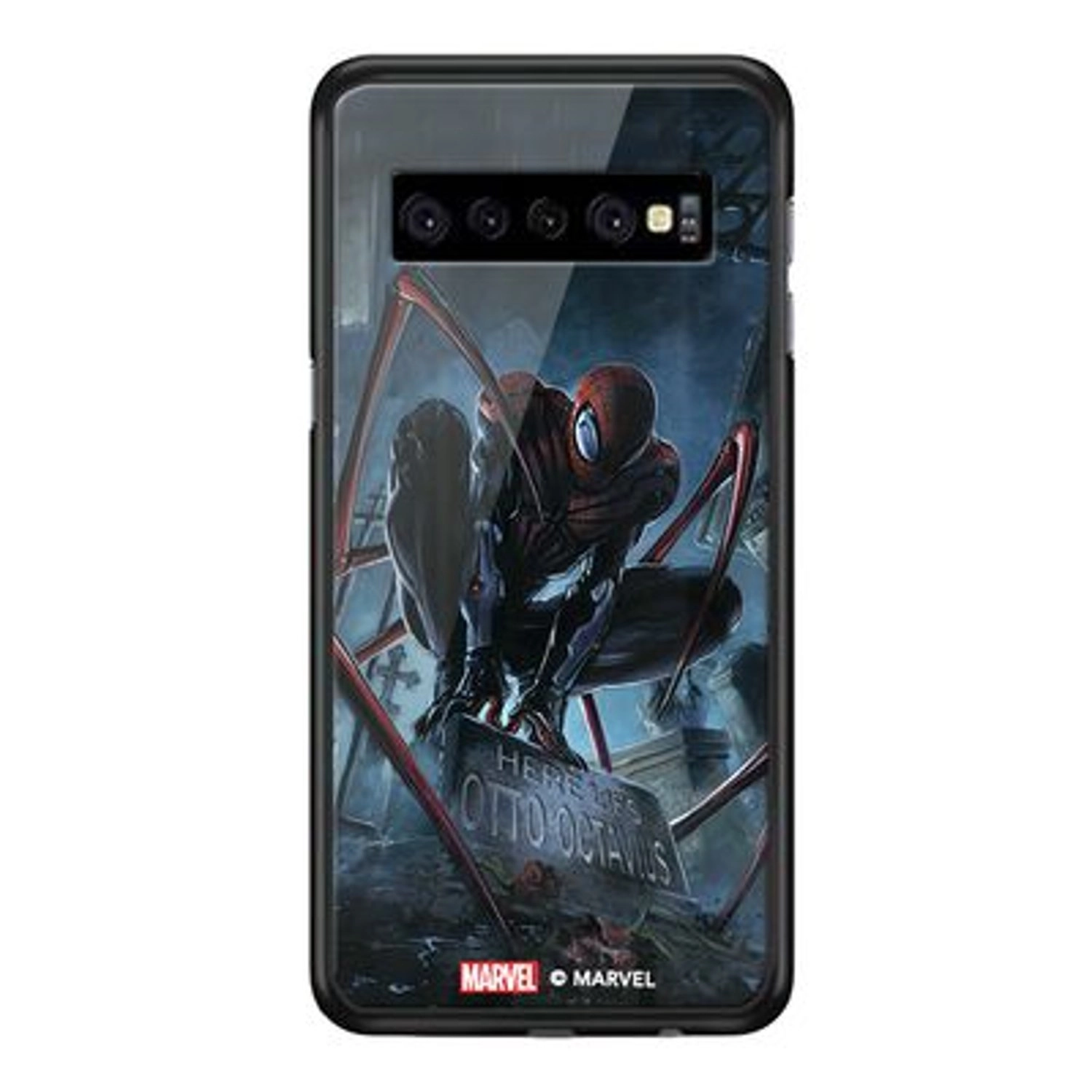Wackylicious Superior Spiderman Back Case for Galaxy S10 - TPU Bumper Case + Tempered Glass Back