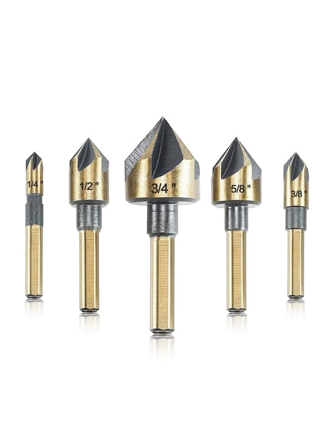LAMAY Countersink Drill Bit Set - High Speed Steel 5 Pieces 6mm