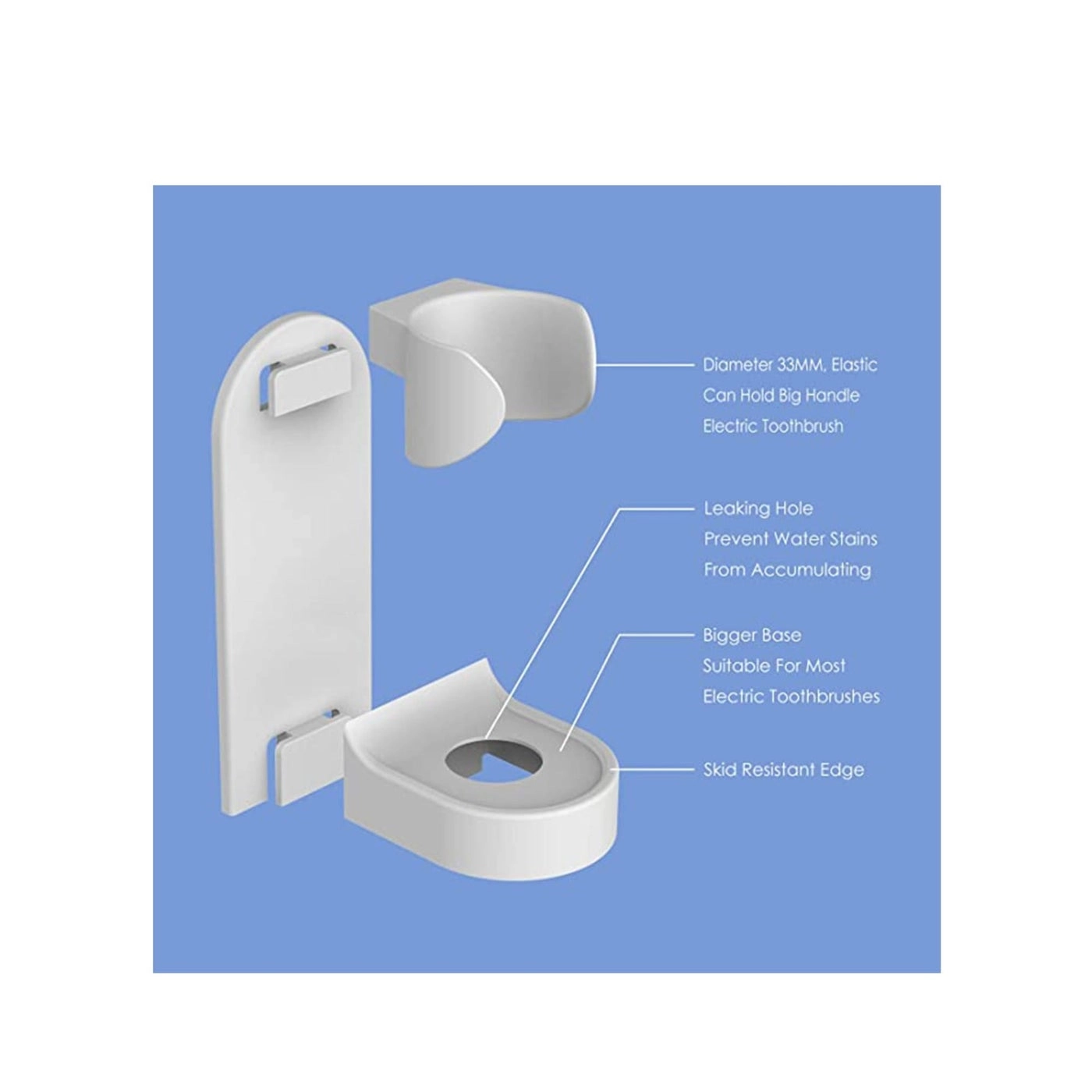 Electric Toothbrush Holder - Adhesive Wall Mounted 2 Pack