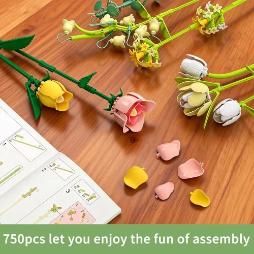 Rose & Tulip Flower Bouquet (B819) - Artificial Flowers Building Set