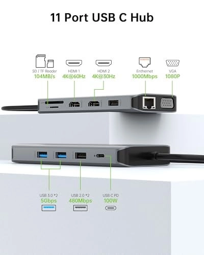 11 in 1 USB-C Docking Station - USB 3.0 4K@30Hz