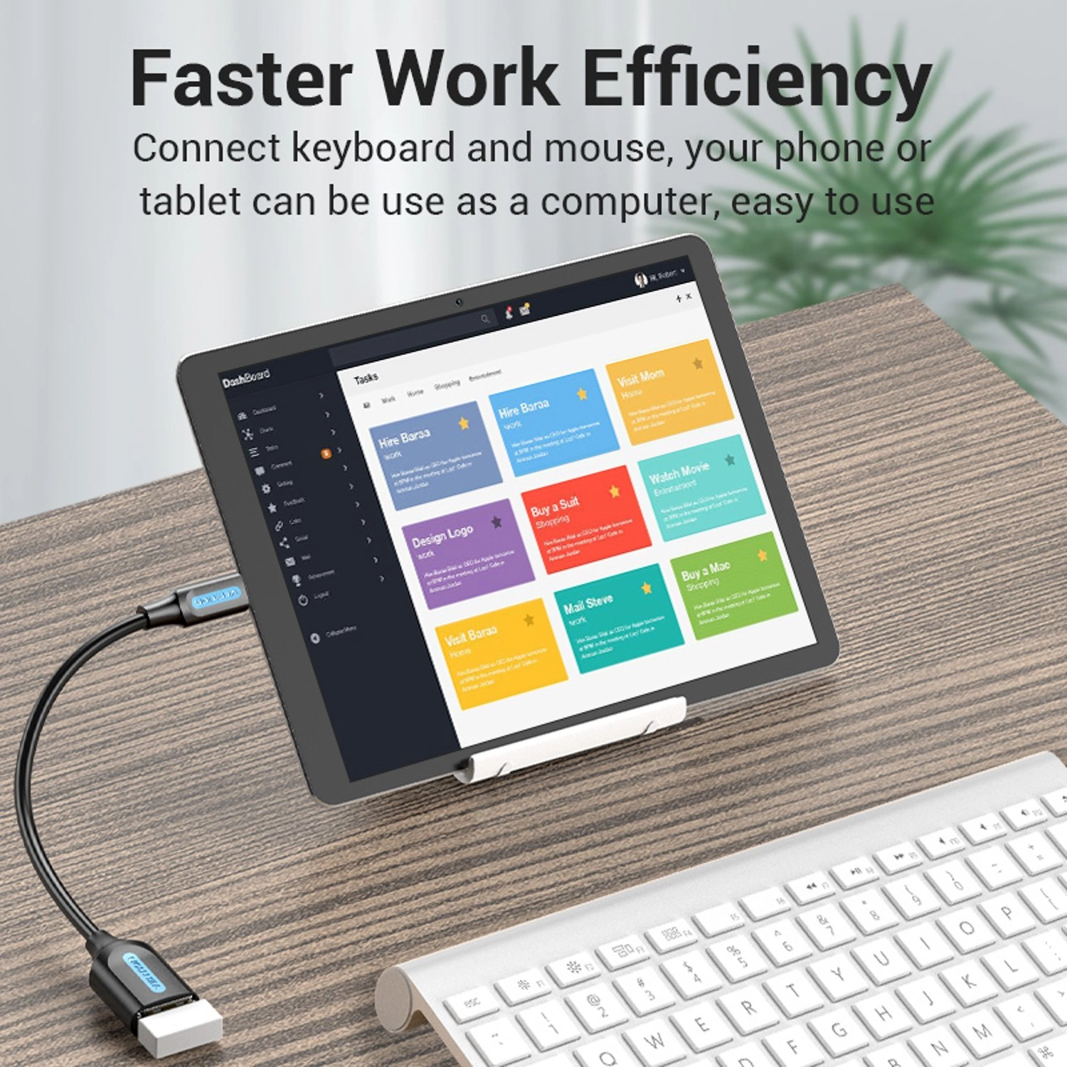 USB 2.0 Mirco-B Male to A Female OTG Cable Mirco-B to A 0.15m