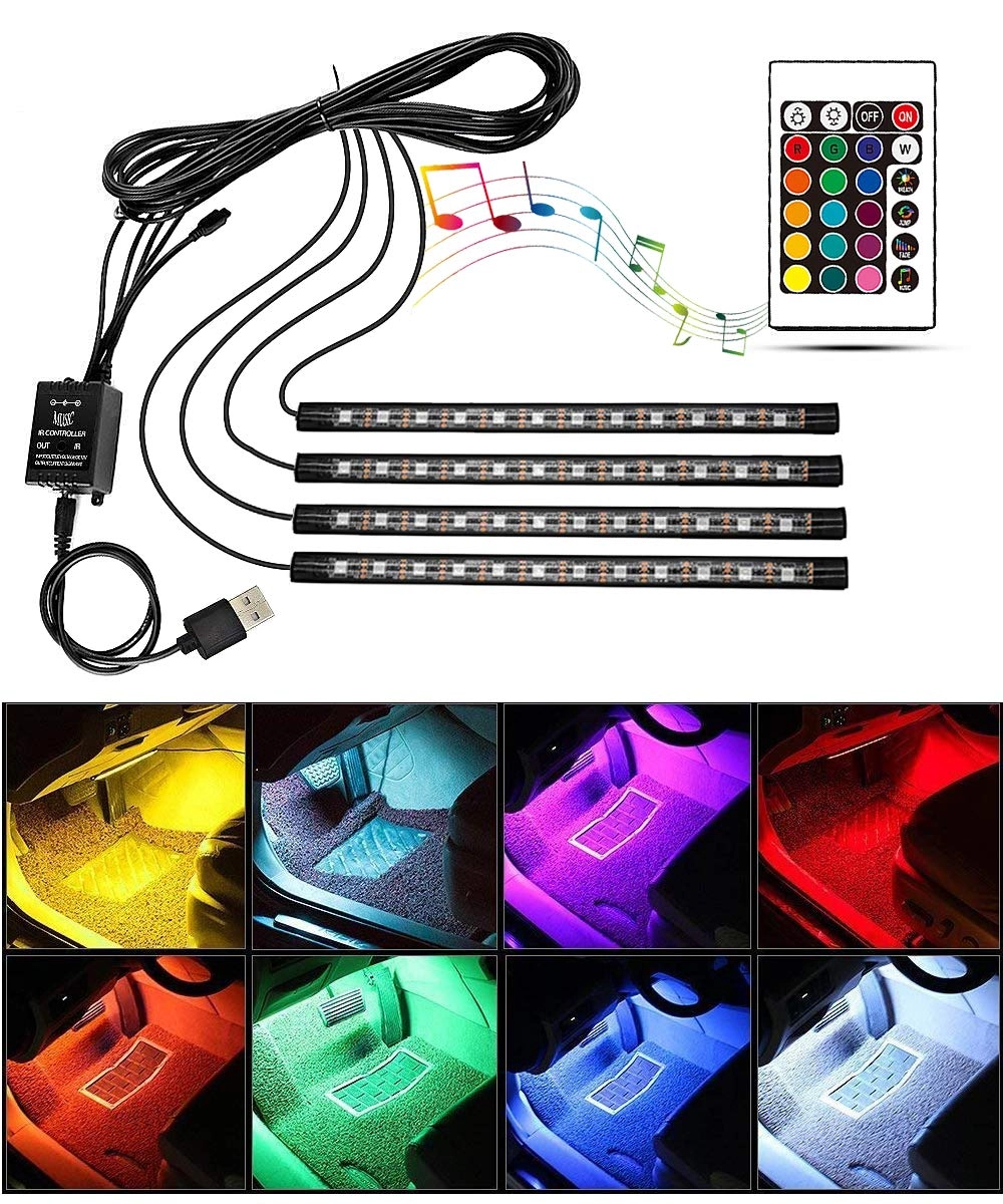 letrade Interior Car LED Light Strip - Pack of 4 Waterproof RGB