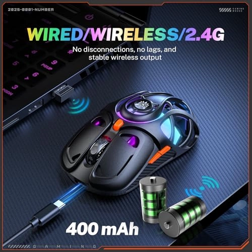 Tri-Mode Wireless Gaming Mouse - 2.4G/Bluetooth/USB-C