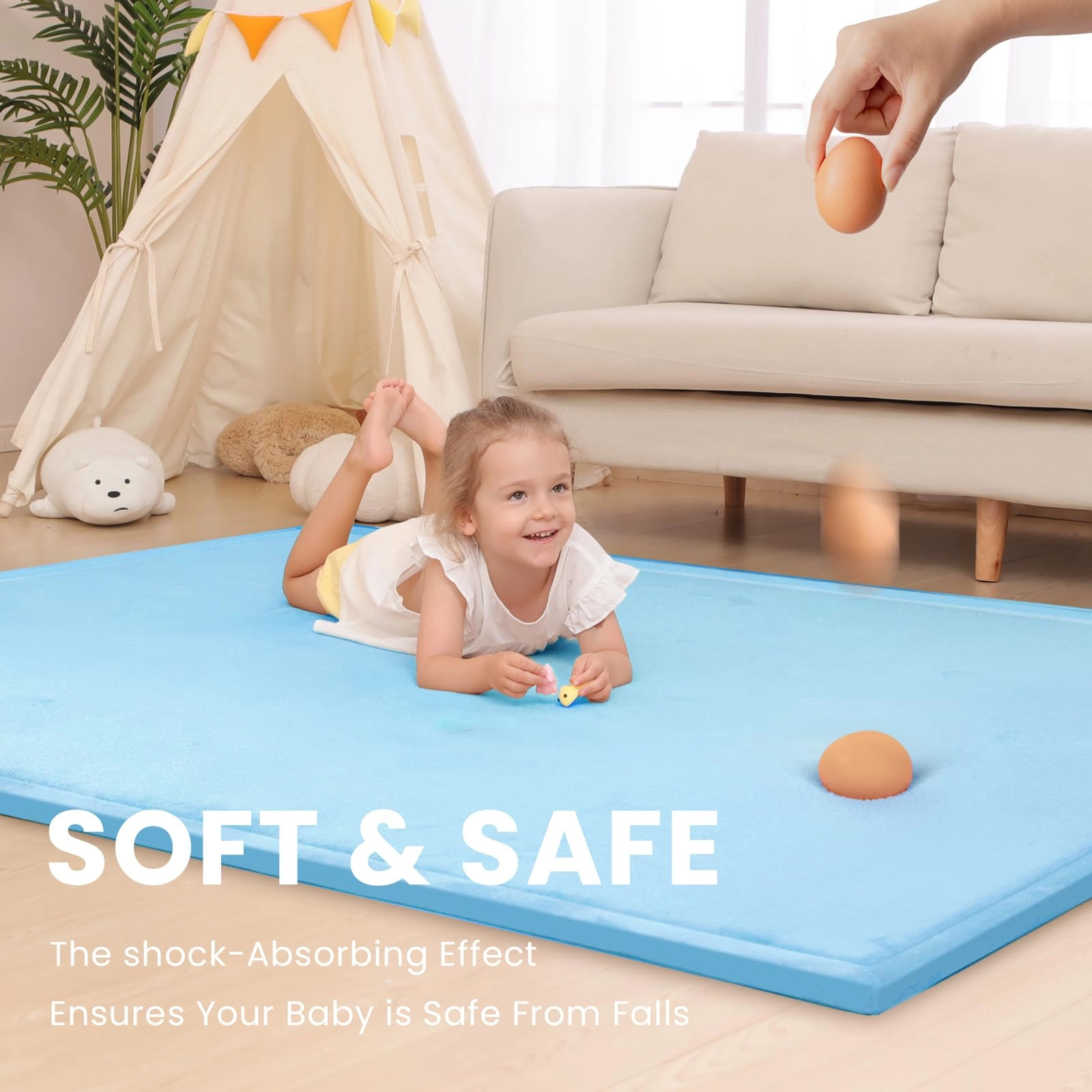 Baby Activity Play Mat - 79"x118" 1.3" Thick Cream