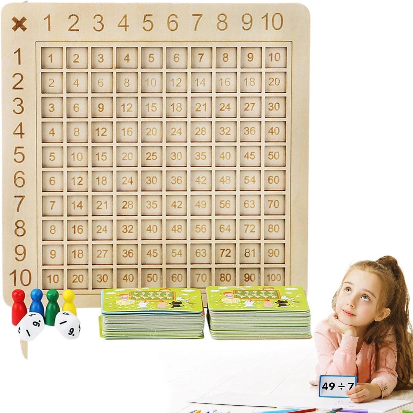 Wooden Multiplication Game Board - 3 years old and above