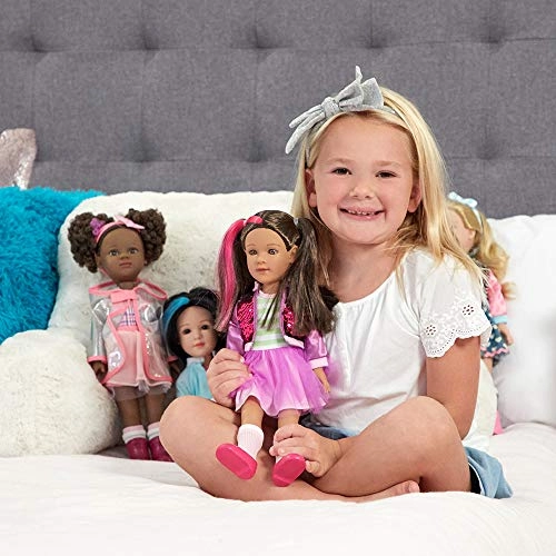 Zola Doll - 14" Plastic Dark Skin Brunette with Purple Highlight Dark Brown Eyes Ages 3+