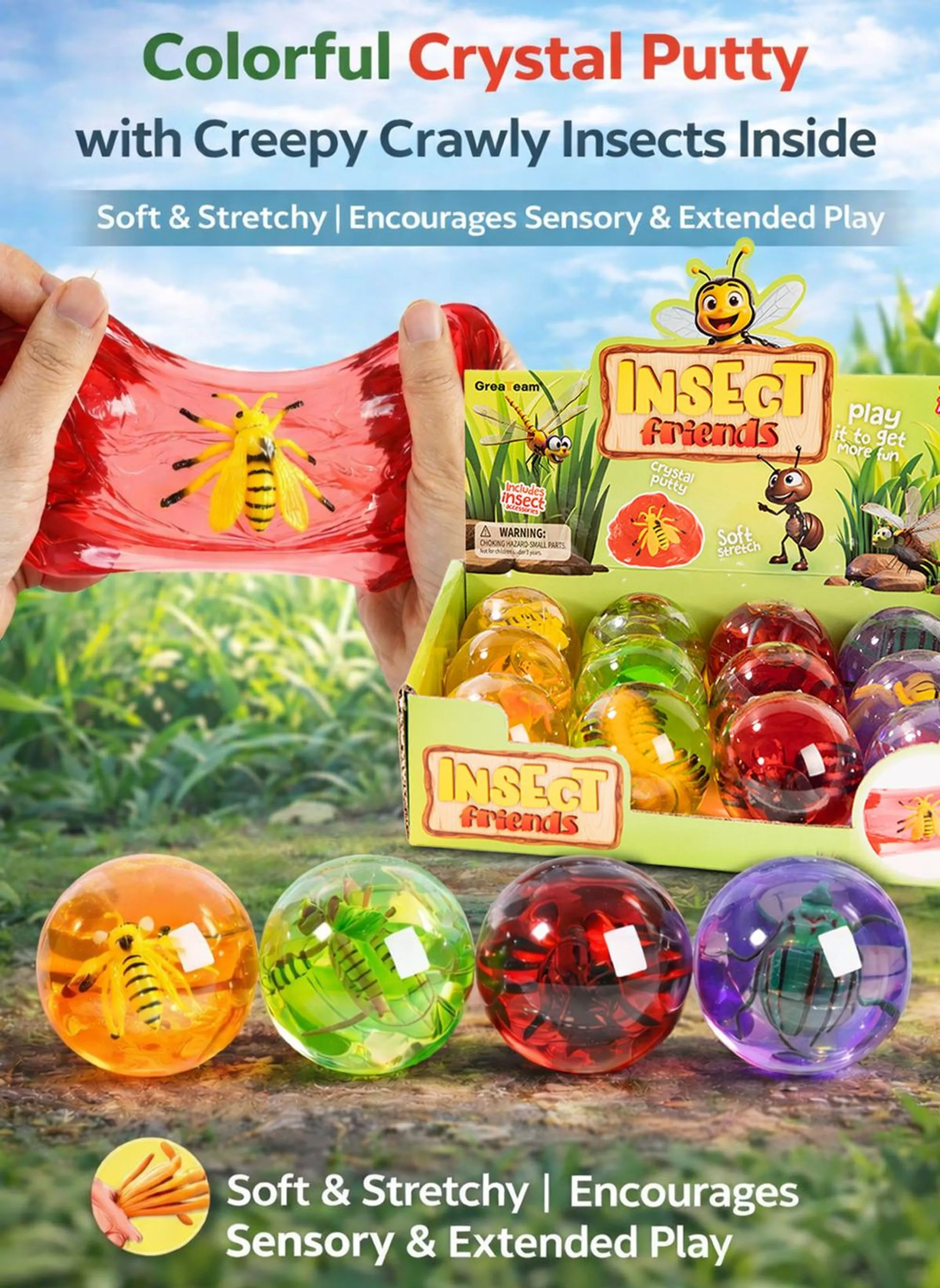 Insect Friends Crystal Putty - 3+ years 12 pcs