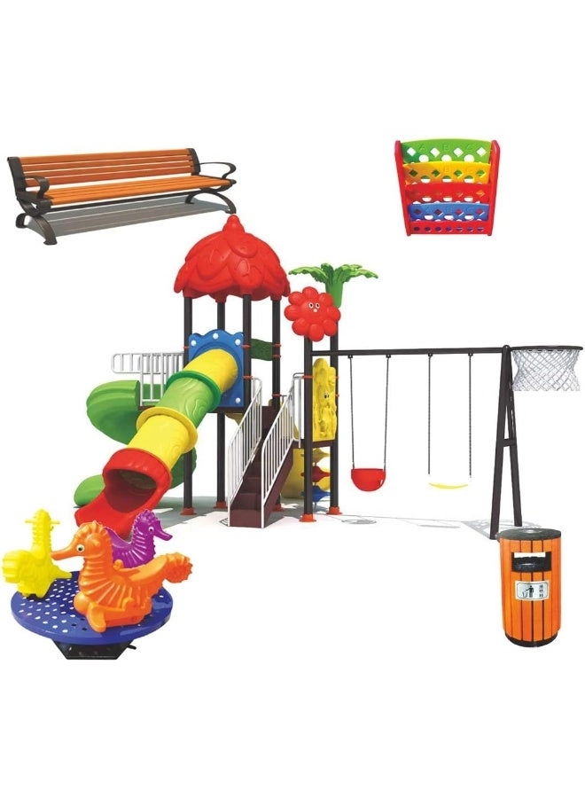 Multi Purpose Kids Outdoor Playing Equipments - 770x320x280cm 2+ Years