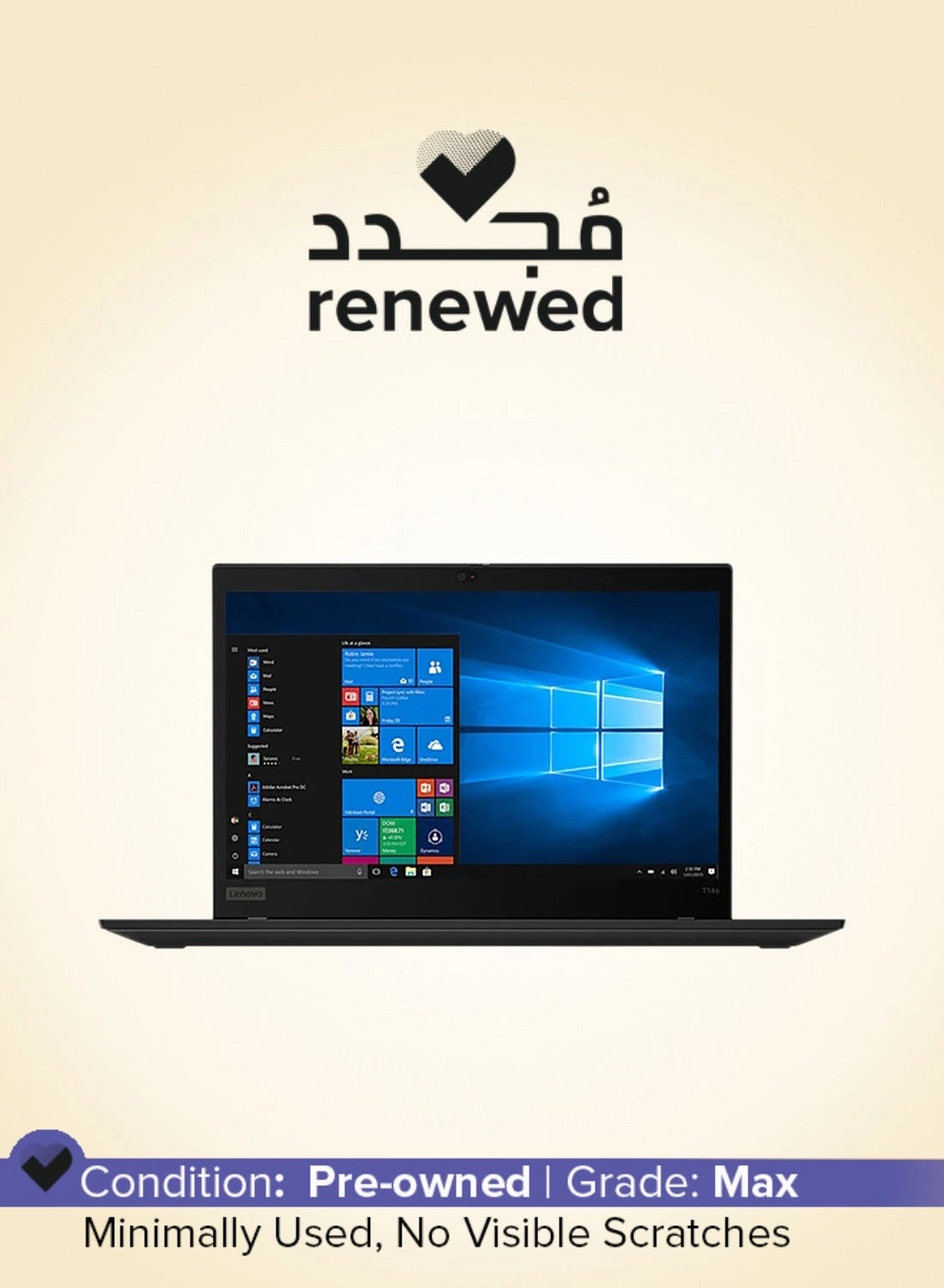 Lenovo (Renewed) ThinkPad T14s Gen 1 - 14'' Core i7-10510U 16GB DDR4 256GB SSD