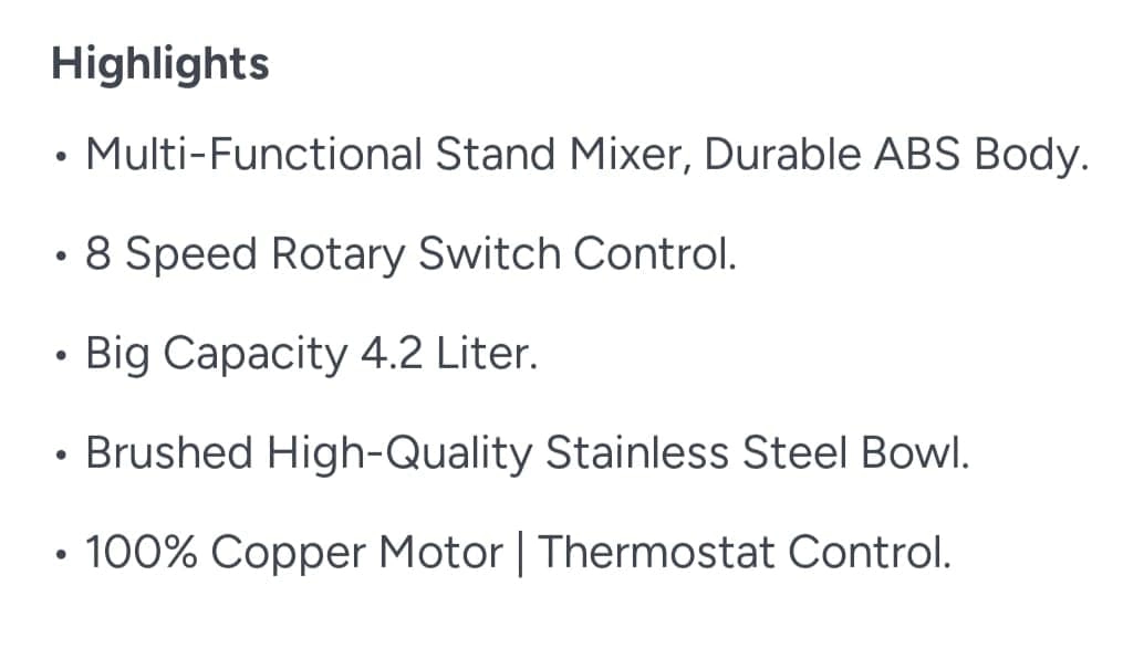 Stand Mixer - 4.5L 1000W