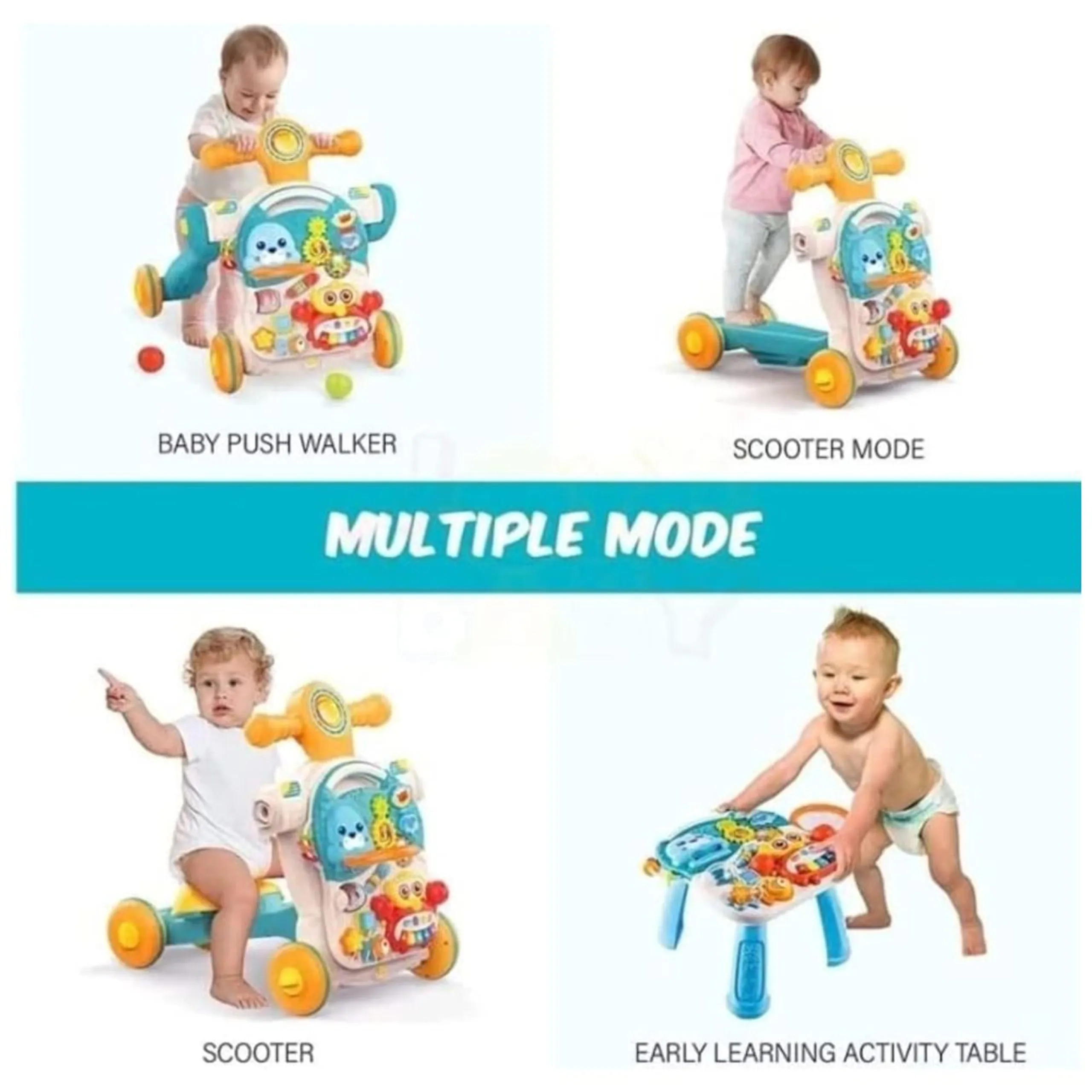 Baby Activity Walker - 3-In-1 Musical Educational