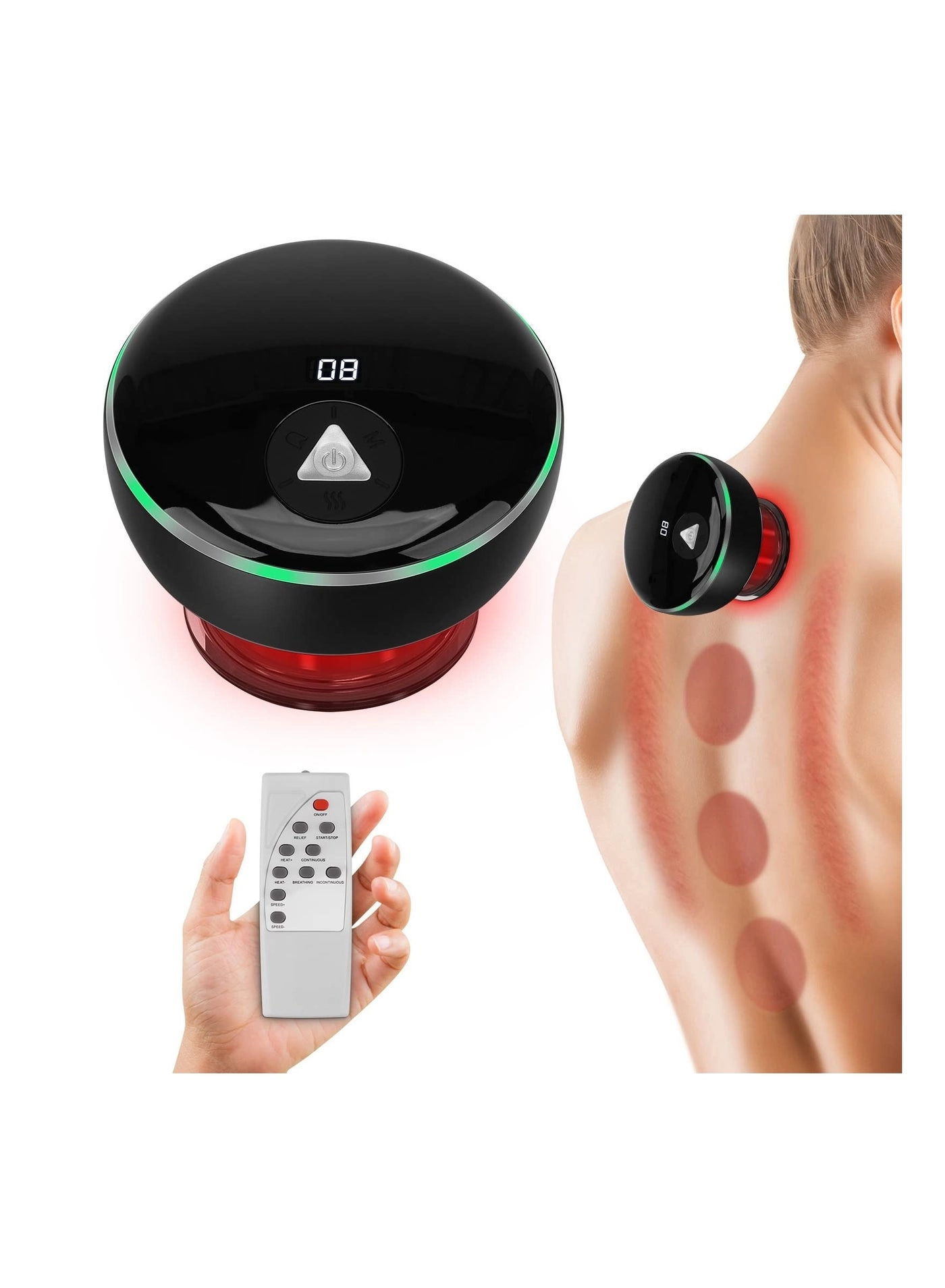 SYOSI Smart Cupping Therapy Massager - Red Light Therapy 4 In 1 16-Level Temperature & Suction
