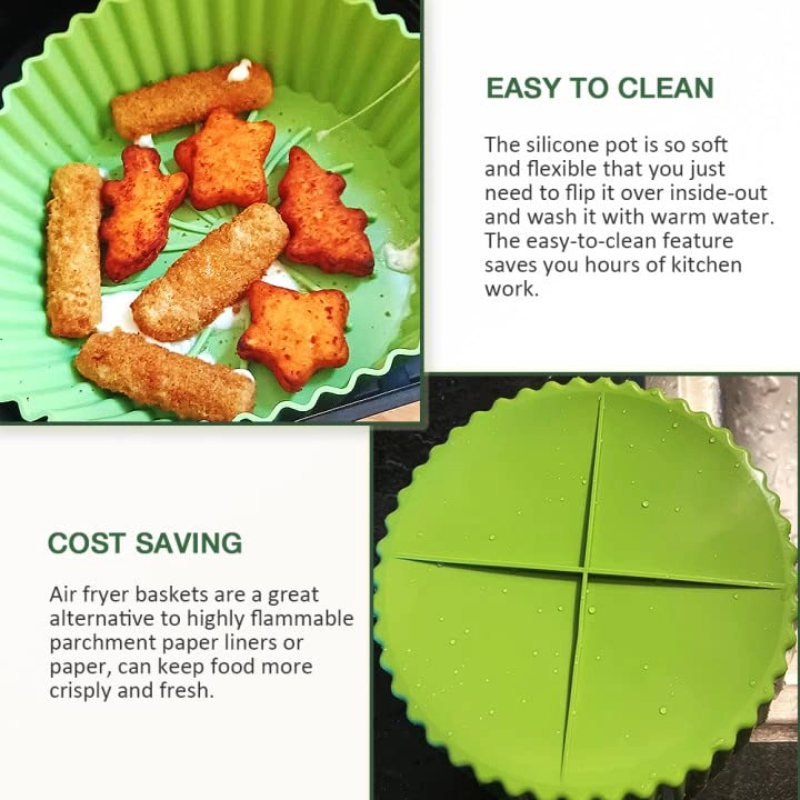 Air Fryer Silicone Pot Liners - Reusable 6.3 inches 2 Pack