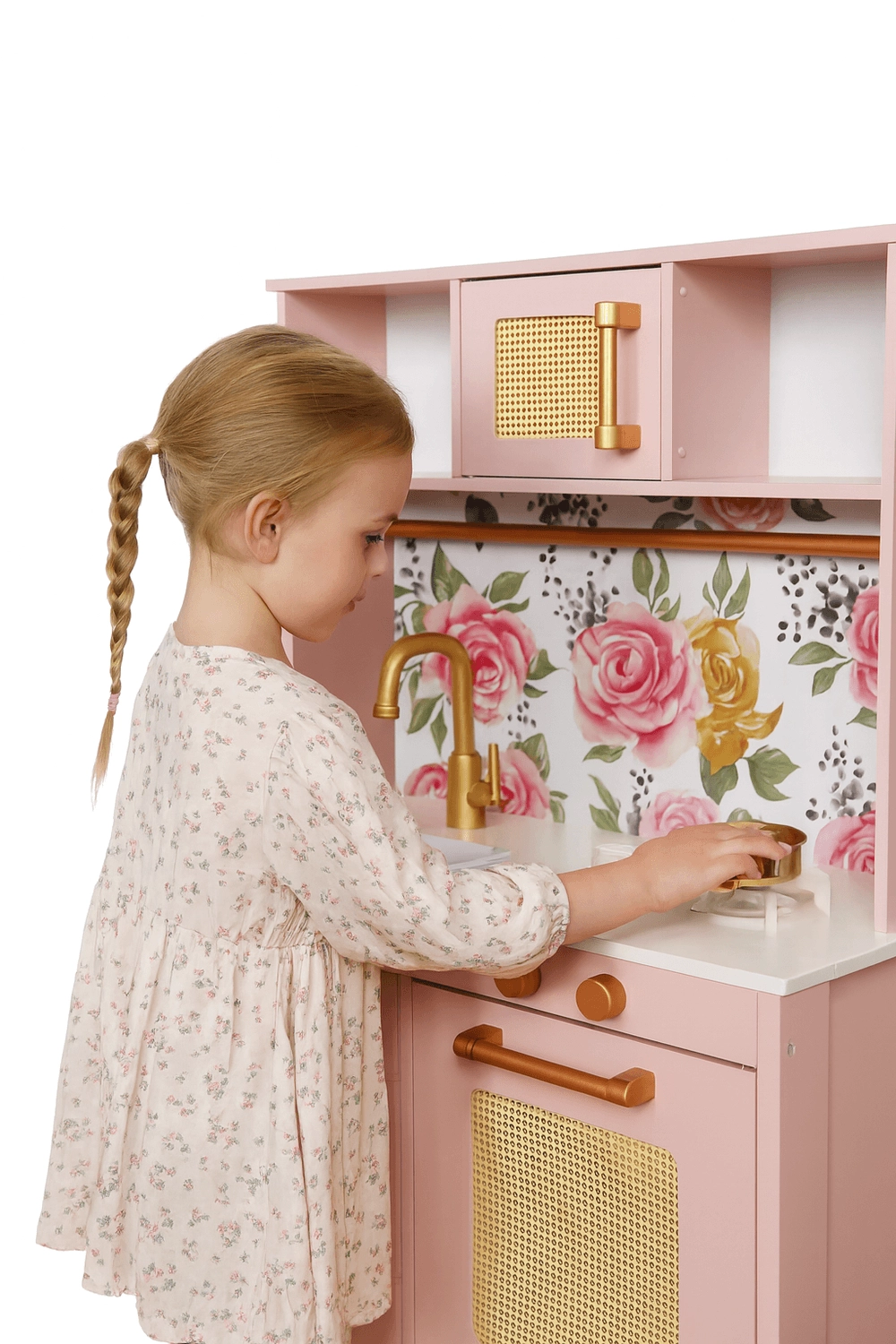 Kids Wooden Kitchen Pretend Play Set - 72 x 30 x 100 cm (5551007-W10C1042)