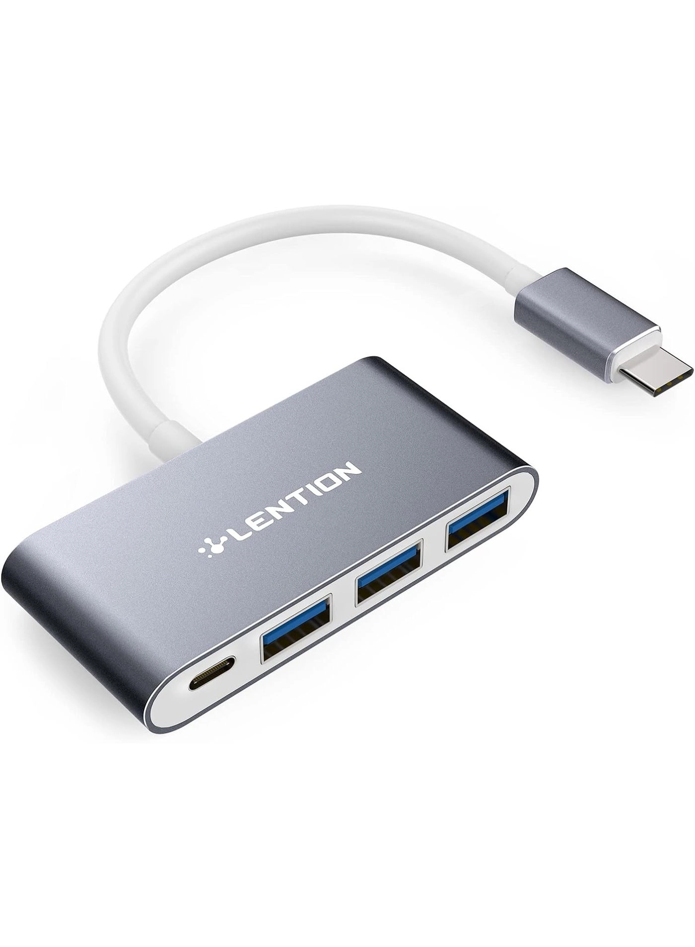 LENTION 4-in-1 USB-C Hub - 3 USB 3.0 Type-C Power Delivery Space Gray