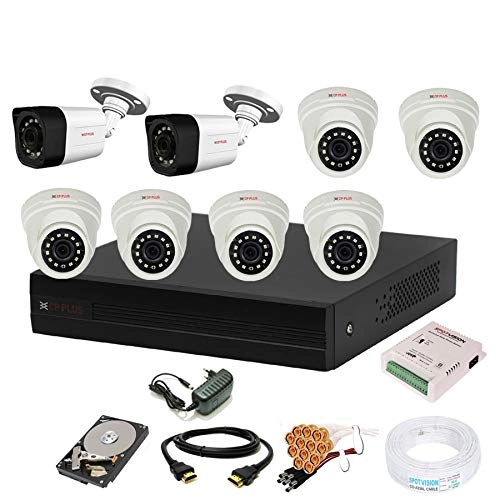 CP Plus HD DVR - 8 channels + Outdoor Camera - 2.4 MP + Indoor Camera - 2.4 MP + Hard Disk - 1000 gigabyte