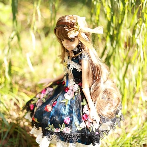 BJD Doll - Brown Curly Fringe Hair Beige Vest Set 22 Joints Ages 15+