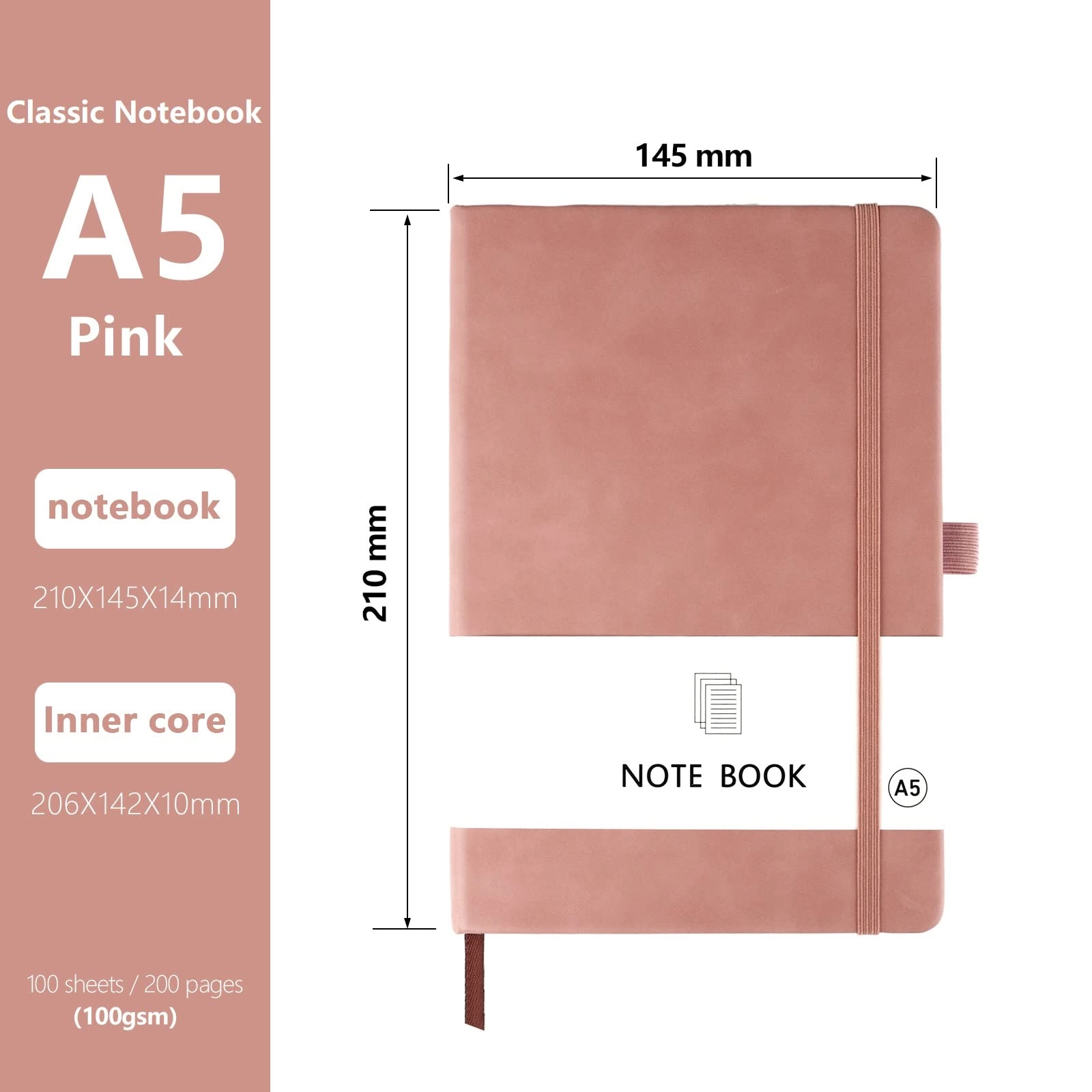 A5 Notebook A5 Hardcover - Lined 100 Sheets