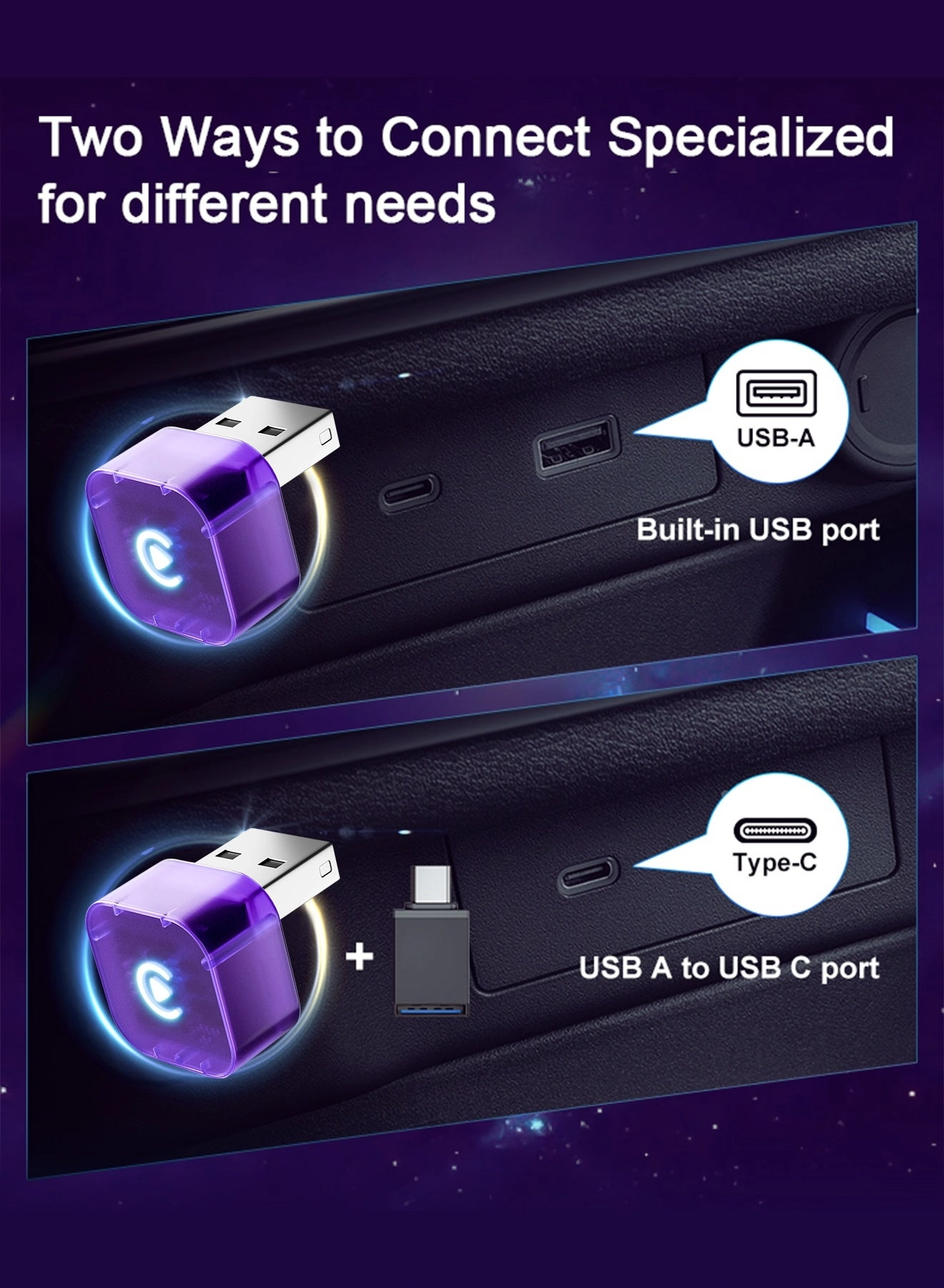 Mini 2-in-1 Wireless CarPlay & Android Auto Adapter - Zero Latency Fast Auto-Connect