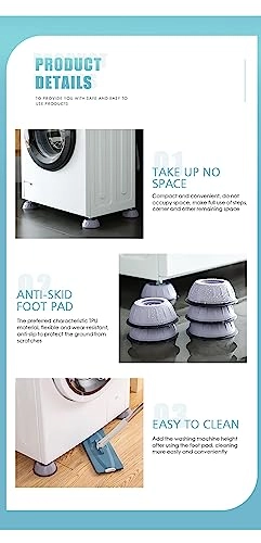 Washing Machine Foot Pad - 4 piece(s) Grey