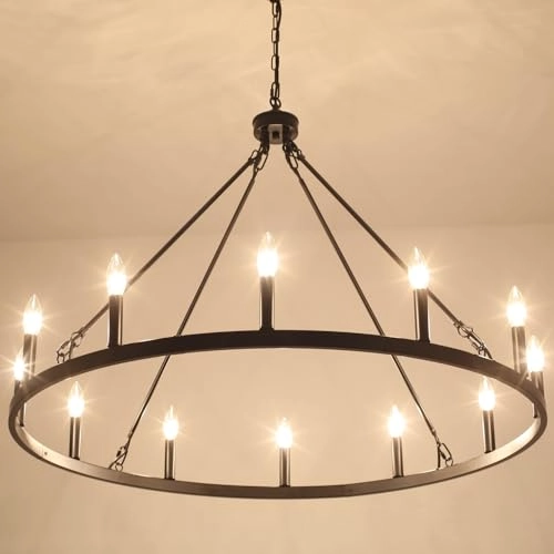 Wagon Wheel Chandelier - 31.49 to 90.55inch