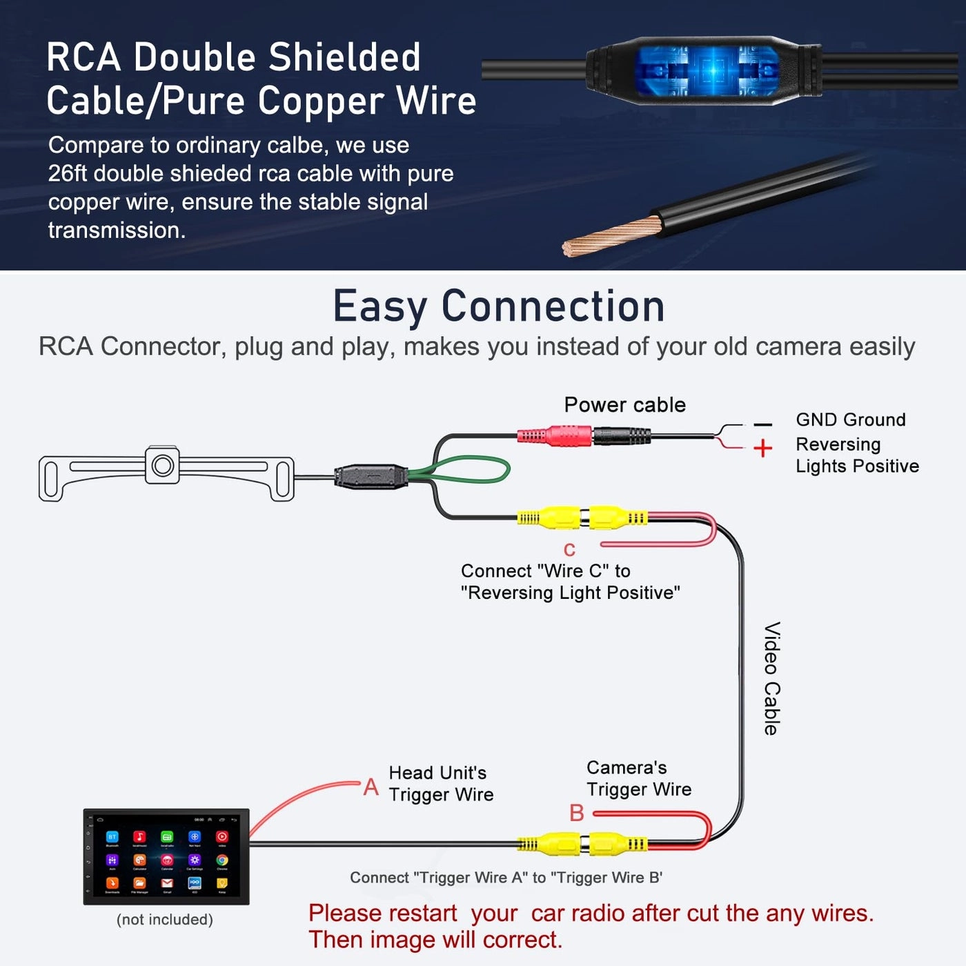 Backup Camera - Night vision Wired 960(H) * 576(V)