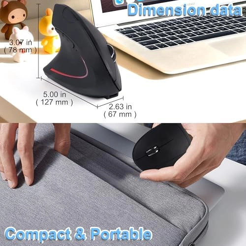 Ergonomic Left-Handed Vertical Mouse - USB