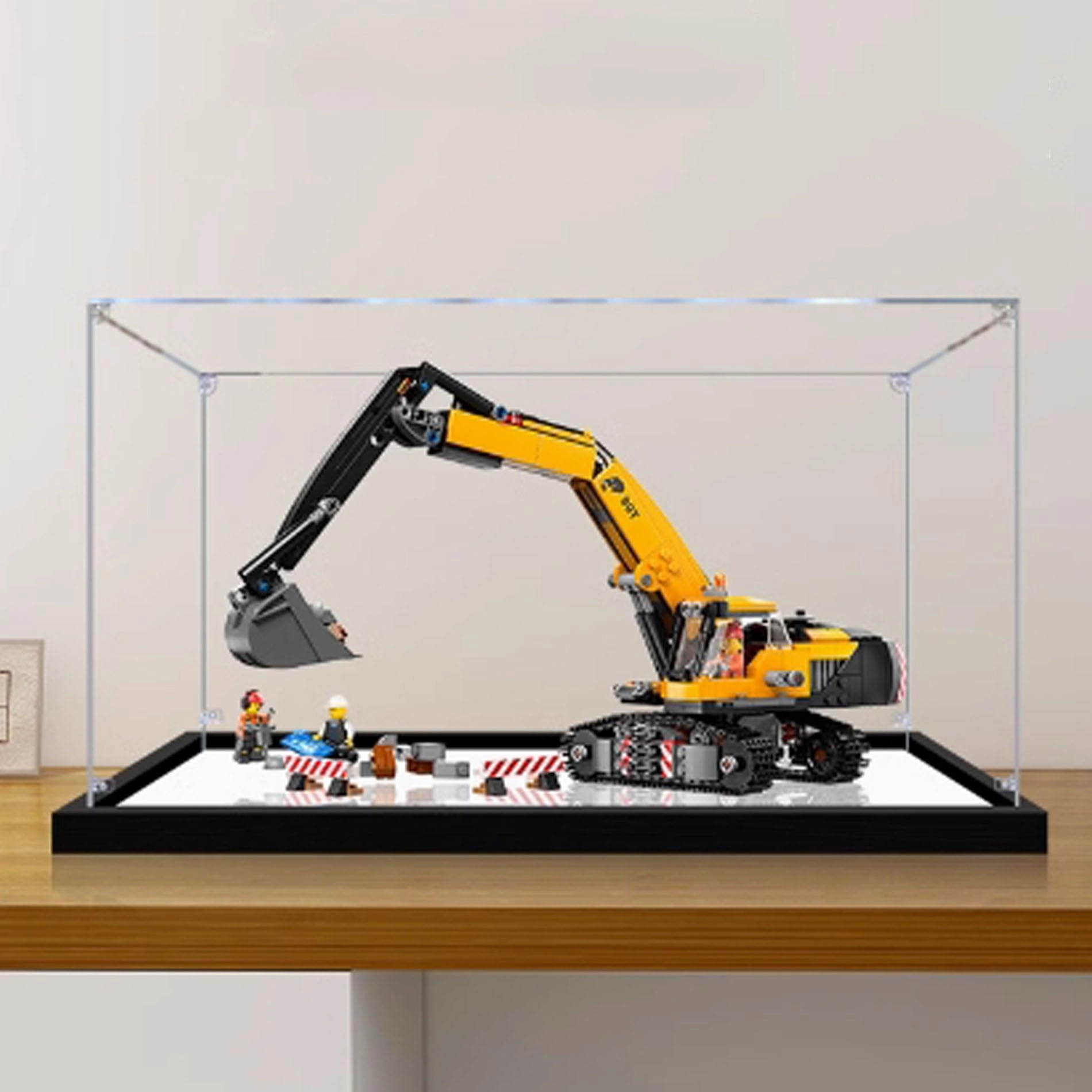 Acrylic Clear Display Case for LEGO Yellow Excavator Model 60420