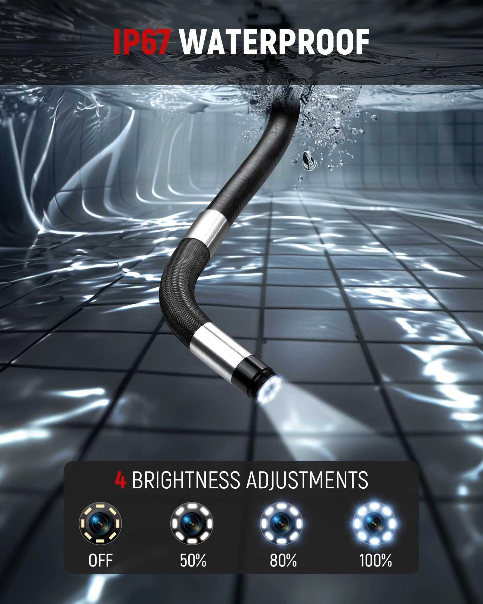 Two-Way Articulating Borescope Camera - 0.25in 5.3FT