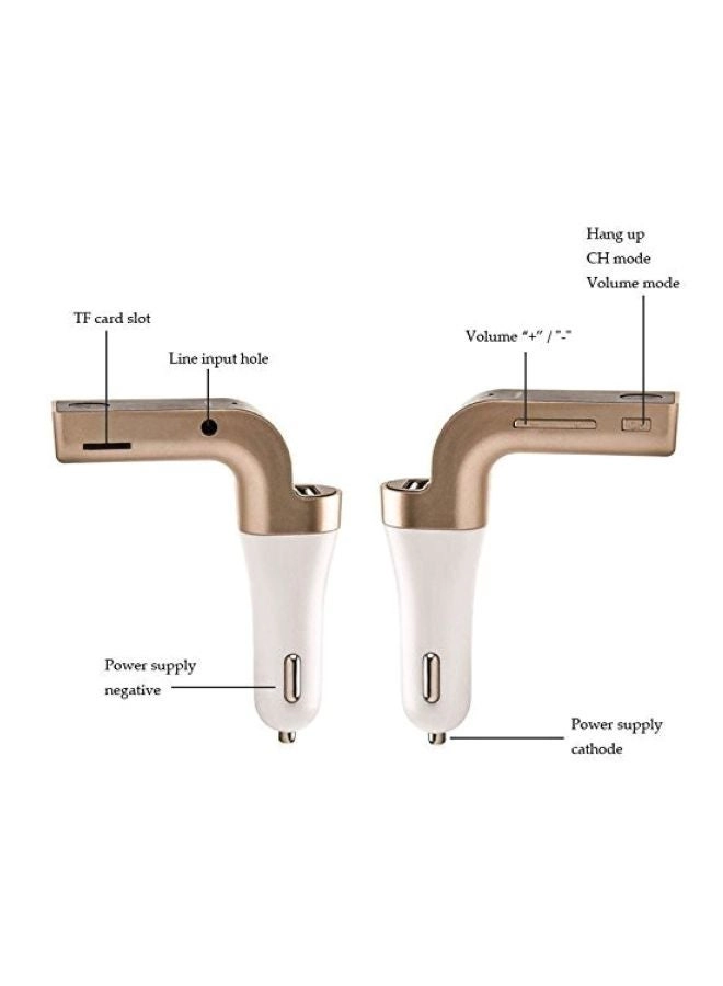 Car Bluetooth Device - White/Gold/Black 3.5mm audio cable