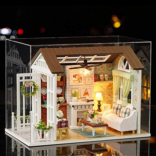 Miniature House Kit - approx. 21 * 12.5 * 14.5cm dustproof cover