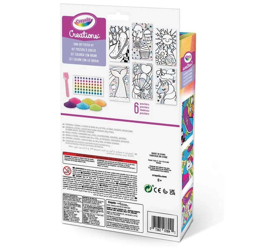 Creations Sand Art Poster Kit - 60 Gems 1 Sand Spoon 6 Colors of Sand 6 Posters