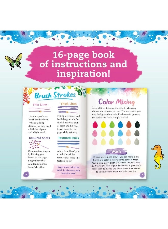 Watercolor Wishes - Watercolour paints, a booklet of beginner-friendly painting techniques, art cards and a brush
