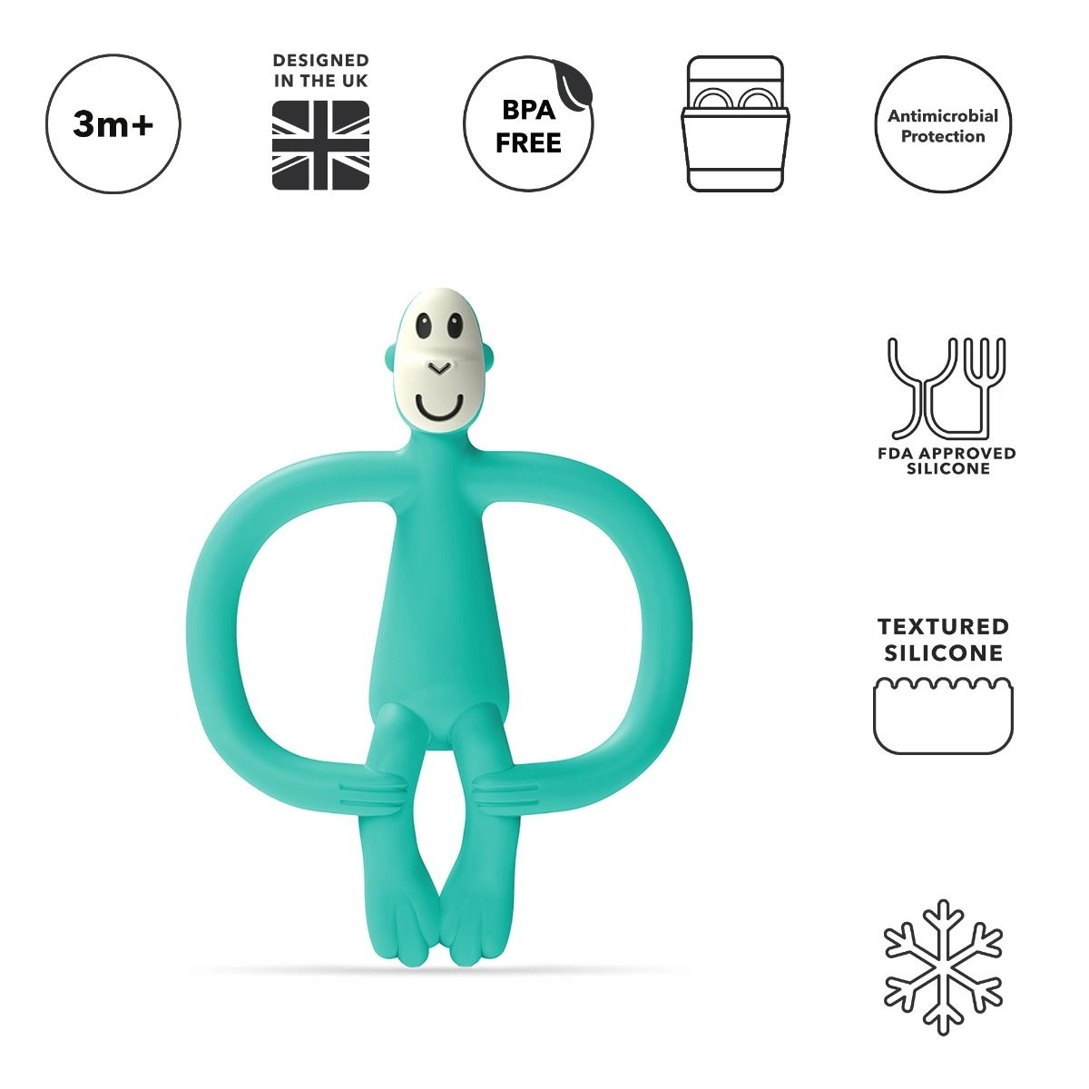 Mini Monkey Teether - Blue 3 Months