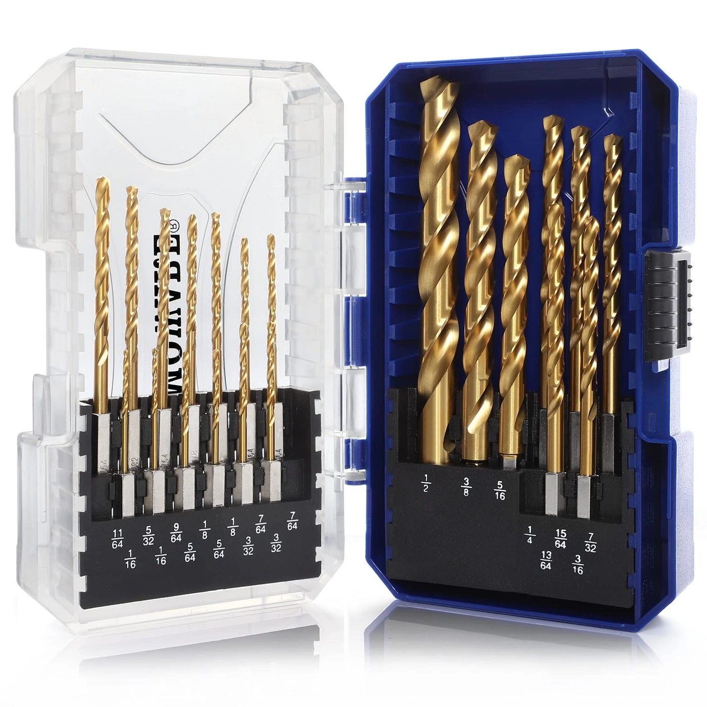 COMOWARE Impact Drill Bit Set - Titanium 21 Pcs 1/16""-1/2""