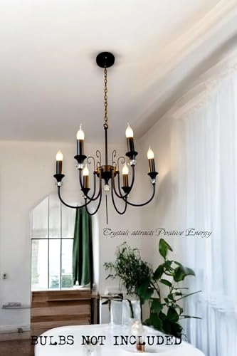 Antique Style Chandelier - Black 5 Candle Lights