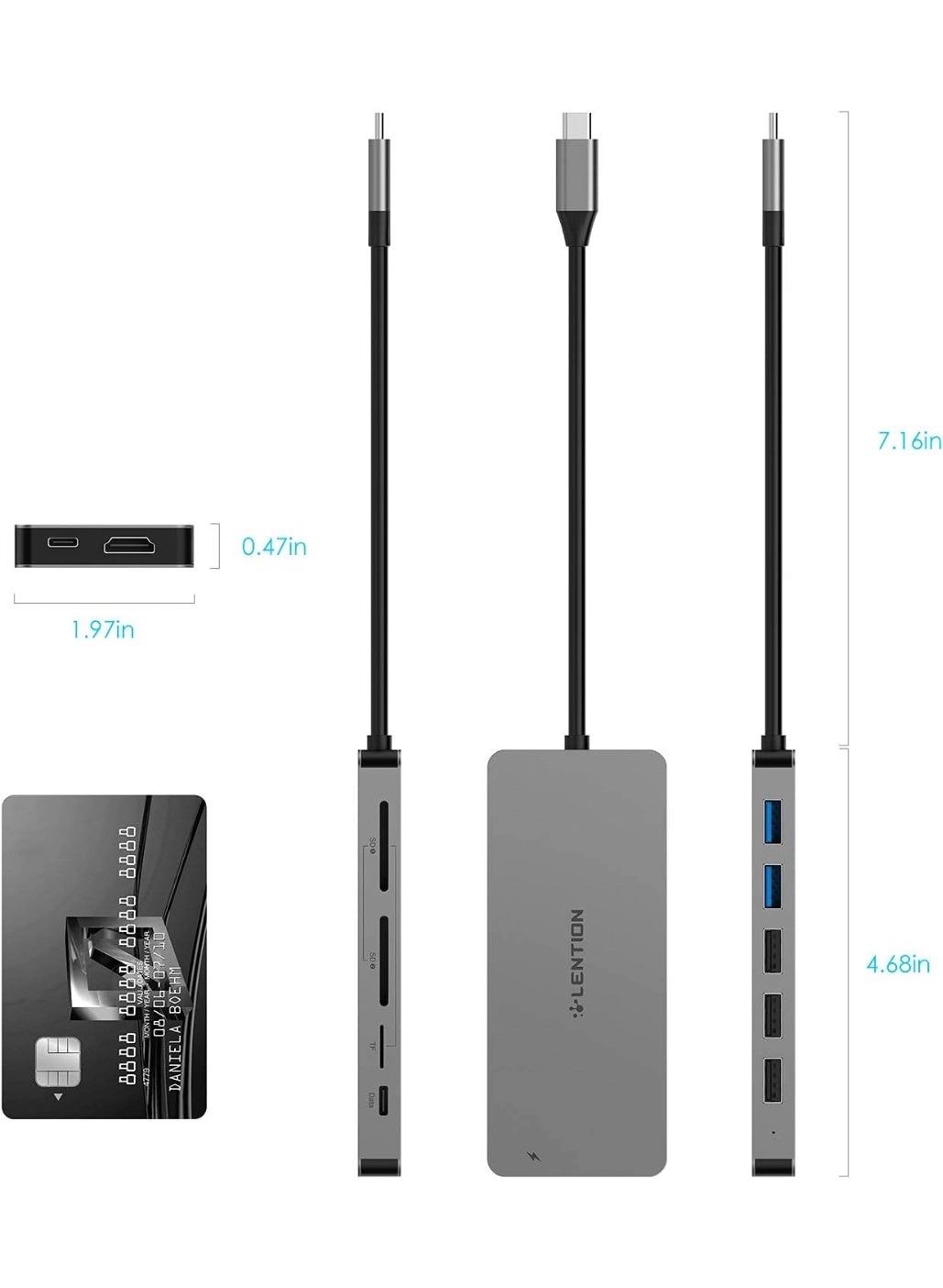USB C Hub - 4K HDMI Gigabit Ethernet 3 USB 3.0