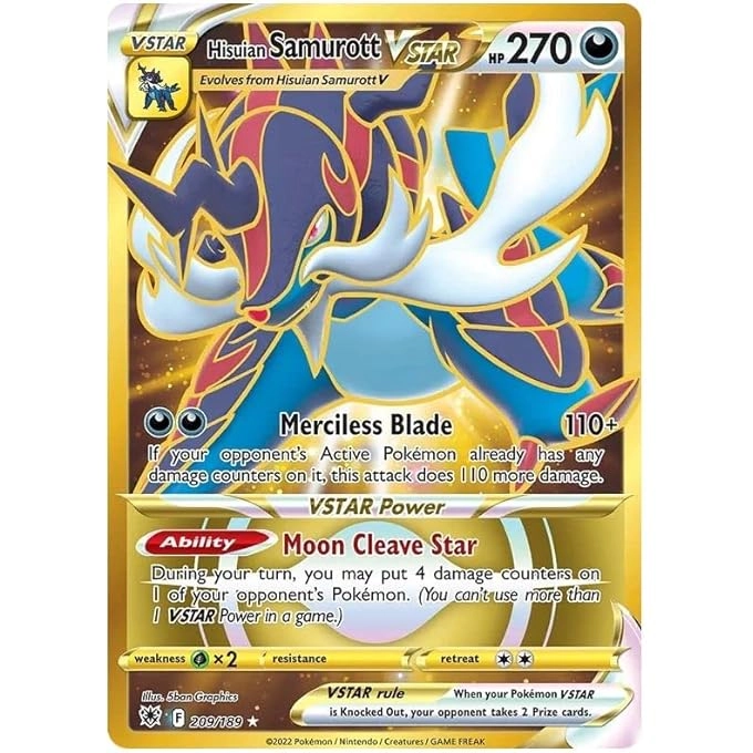 rayihni HISUIAN SAMUROTT VSTAR - 209/189 RARE SECRET + TITANCARDS TOPLOADER - 1X
