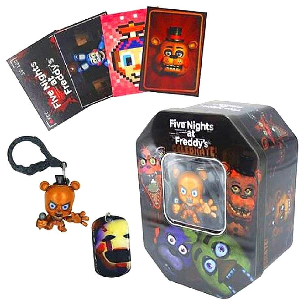 Five Nights At Freddy's Collectable Dog Tag Trading Card and Key Chain Tin Set - 24 color trading cards 4 metallic cards