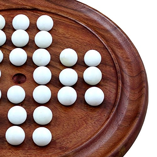 Solitaire - Solid Wooden White Glass Marbles